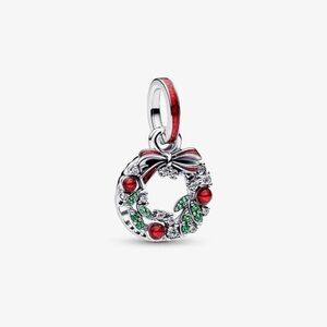 Authentic Pandora Holiday Wreath Double Dangle Charm